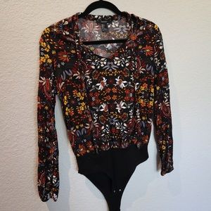 Long sleeve fall floral bodysuit